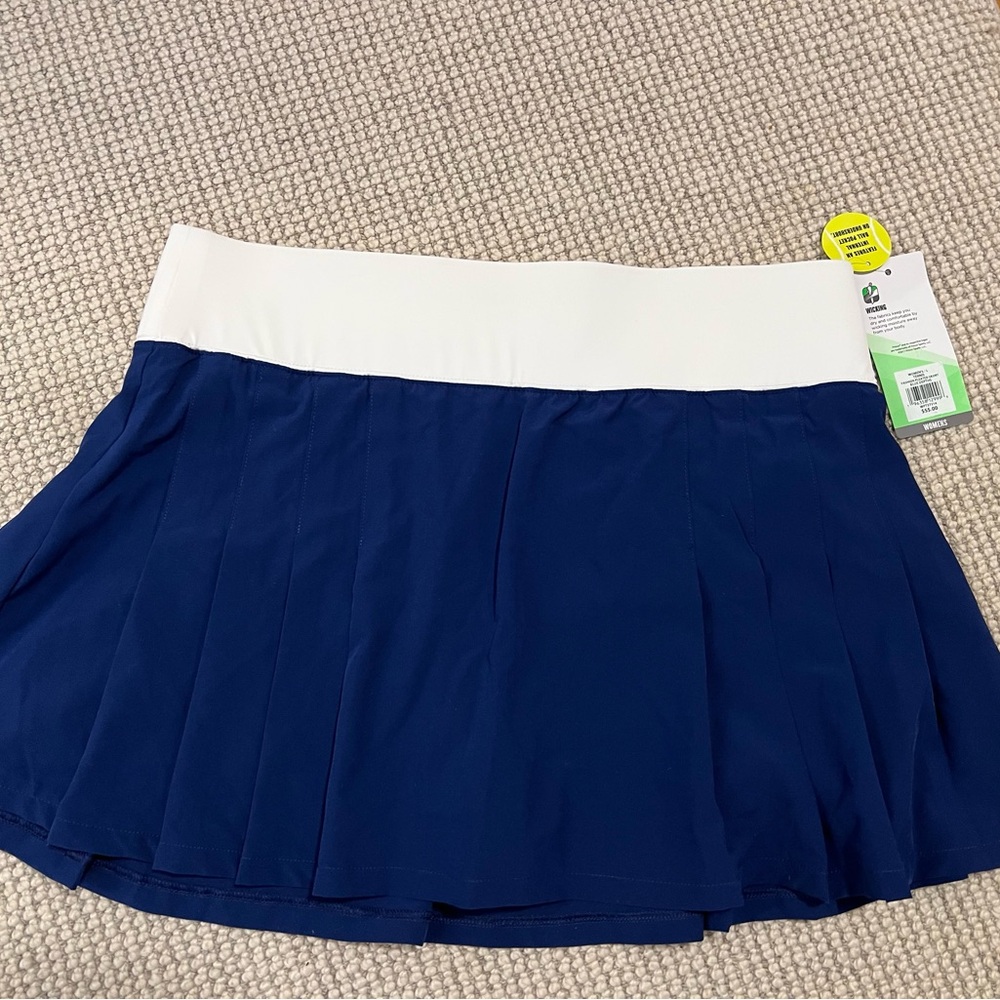 Navy and White Modern Pleated Tennis Skirt